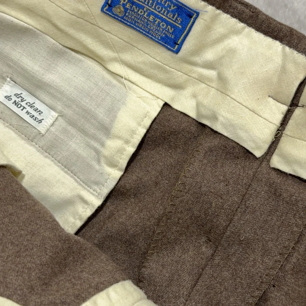 Vintage Pendleton Dress Pants Mens 38x25 Brown Wool Pleated Straight Leg USA 70s